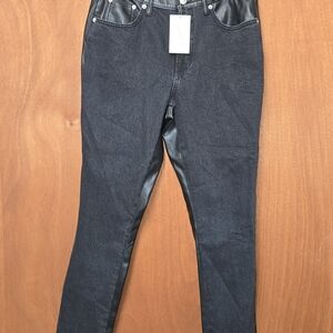 NWT Universal Thread Black Slim Jeans with faux Leather Details